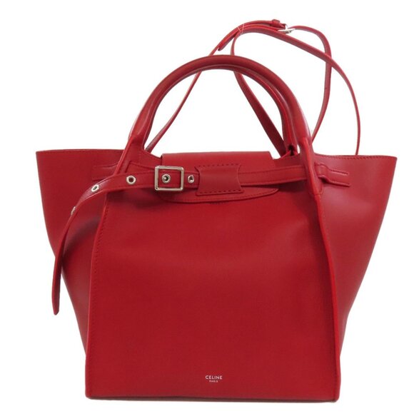 CELINE Red Leather Tote Bag - Picture 1 of 11